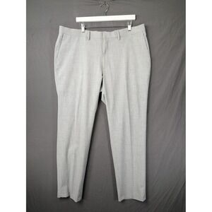 J.M. Haggar Mens Straight Fit Dress‎ Pants Gray 40x32 Flat Front Stretch 5513